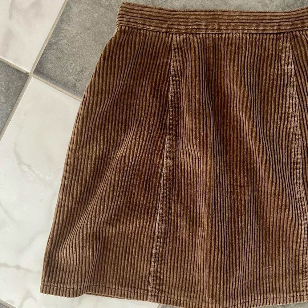 90s Vintage Express Brown Corduroy Mini Skirt 2 4 Womens - Picture 3 of 6